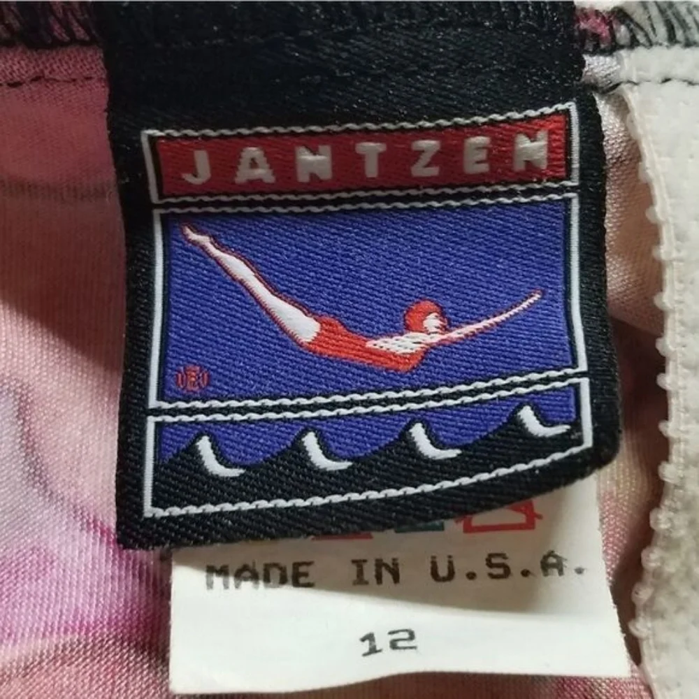 Jantzen Vintage Gold Foil Floral Black Colorblock Backless One-piece Swimsuit 12